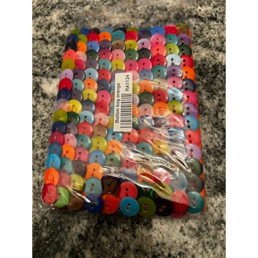 Erik & Mike Button Pouch Bag Women Small Multicolor Rainbow Handmade Indonesia